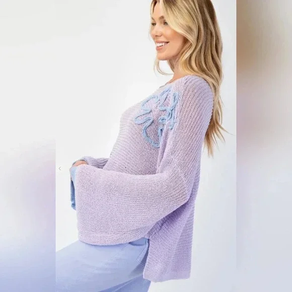 EASEL Flower Patterned Knit Sweater Tunic #334-338 - Picture 5 of 10